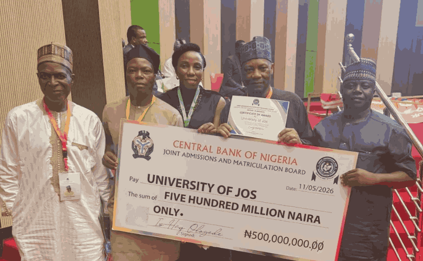 UNIJOS Emerges Top Winner at JAMB Admissions Awards, Receives ₦500m Grant